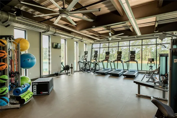 a view of a room with gym equipment