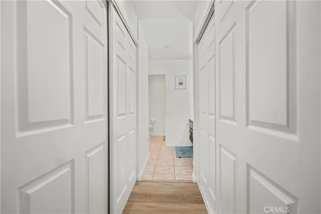 a view of a bathroom from the hallway