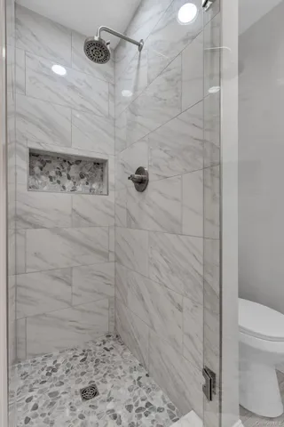 a bathroom with a shower