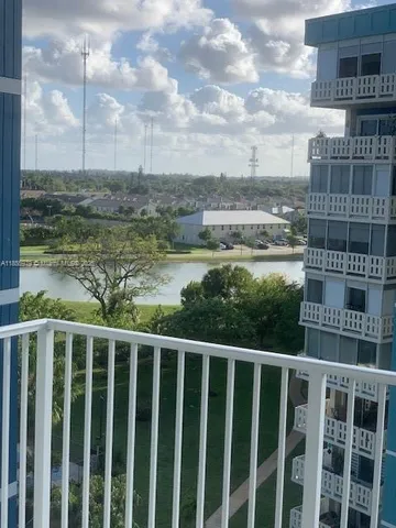 a view of a city from a balcony