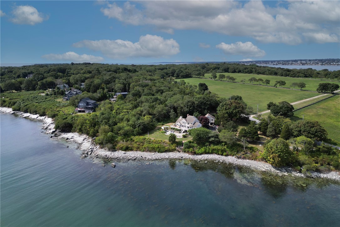 Aerial view showing conservation land.