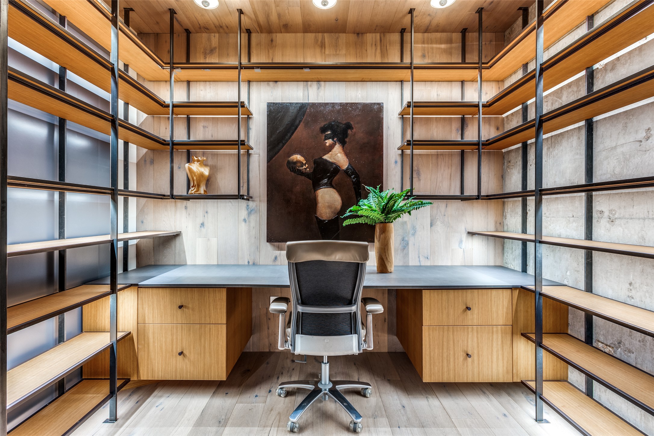 210 Lavaca Street, Unit 3305 Austin, TX 78701 - Photo 15 of 24 Home office featuring built in desk and light wood-style floors
