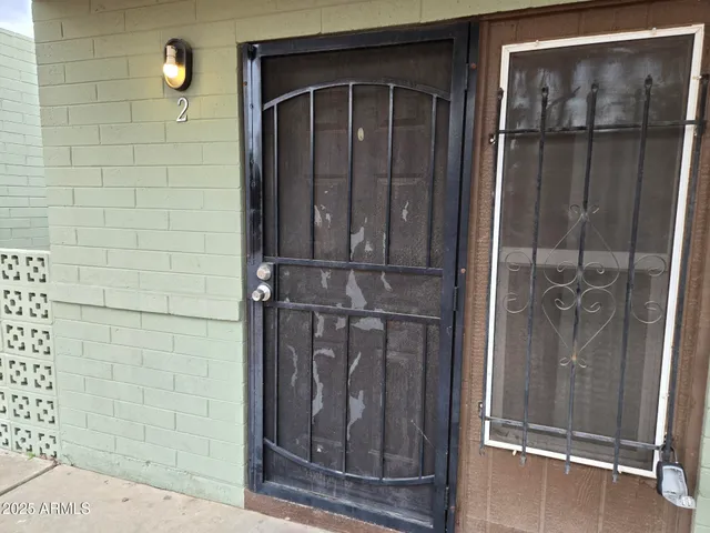 a view of a door of the house
