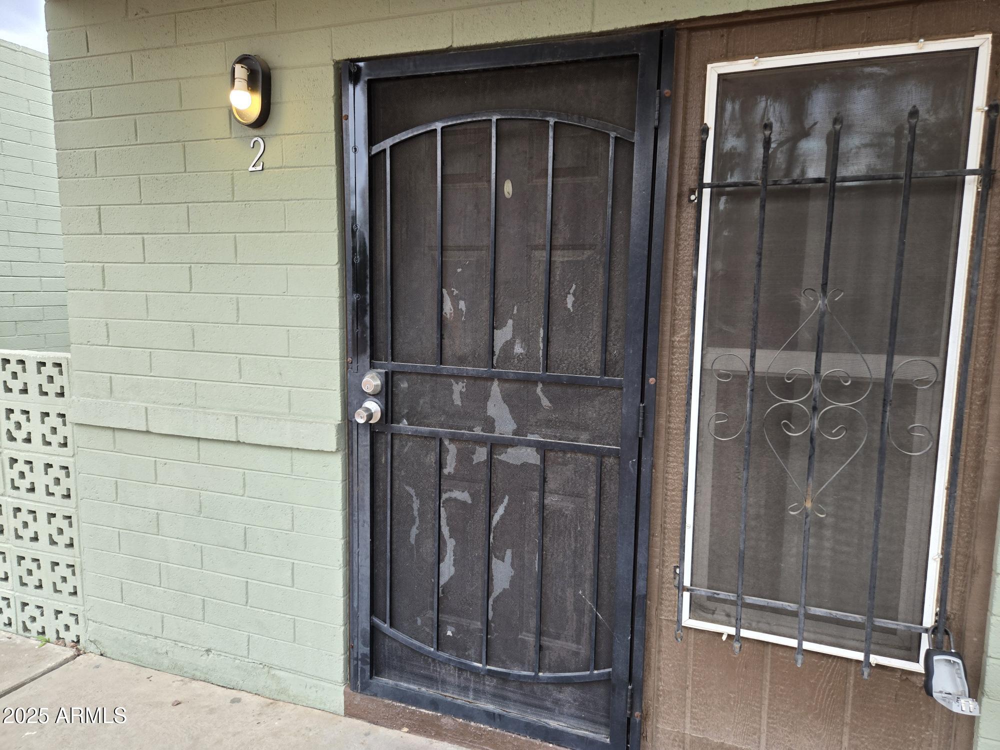 a view of a door of the house