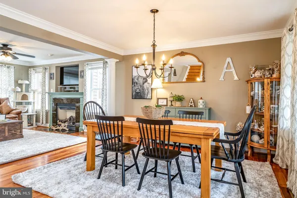 a view of a dining room and livingroom