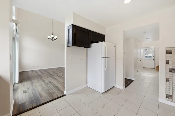 a view of a livingroom with wooden floor