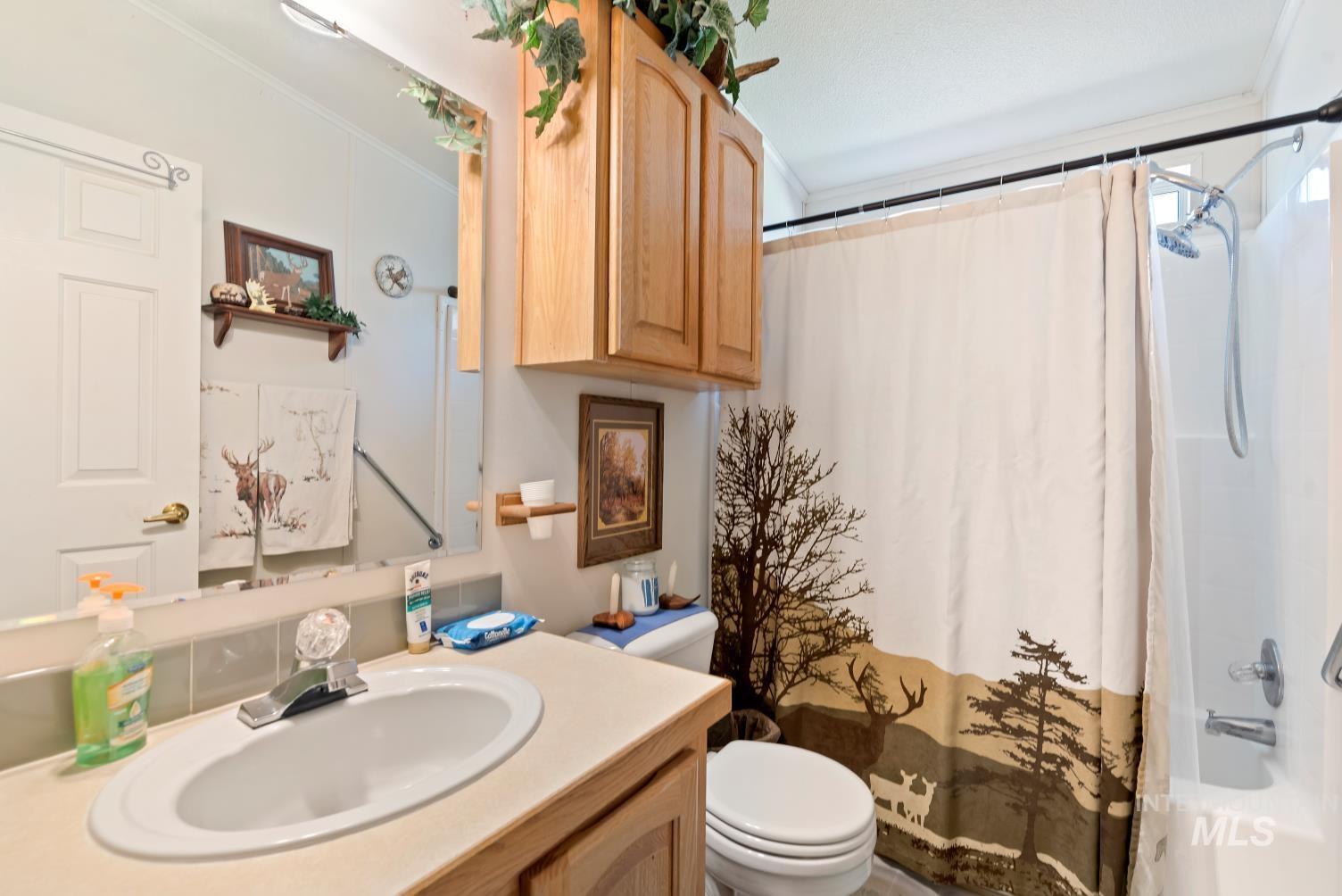 19152 Marsing Road Caldwell, ID 83607 - Photo 24 of 47 Bathroom featuring a single vanity with a laminate countertop, an integrated sink, and an overhead mirrored medicine cabinet