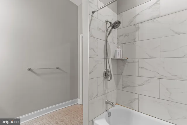 a bathroom with a bathtub