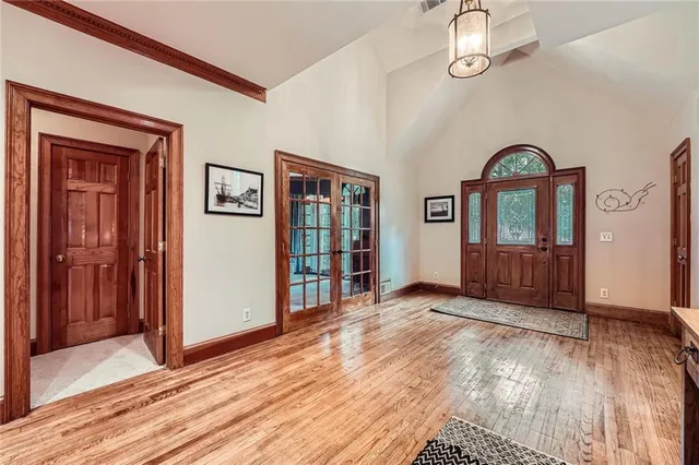 wooden floor and windows in a room