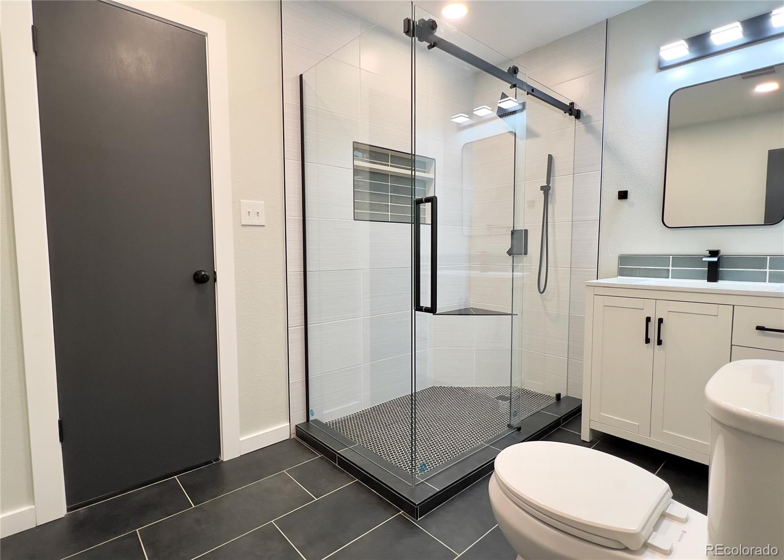 9190 High Street Thornton, CO 80229 - Photo 19 of 28 a bathroom with a toilet a sink and shower
