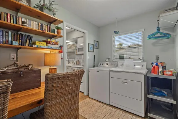 a storage room with cabinets