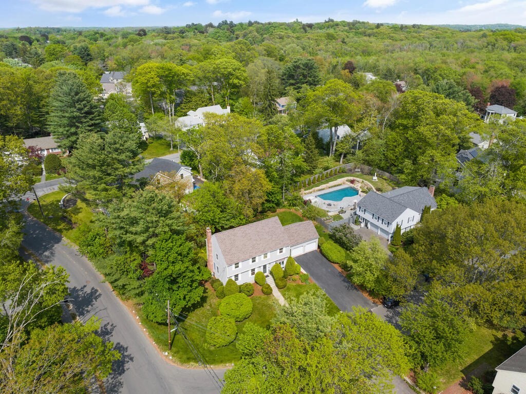 67 Sherburne Road South Lexington, MA 02421 - Photo 2 of 29 an aerial view of residential houses with outdoor space and trees all around