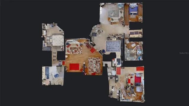 a view of water heater with living room in back