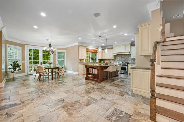 a kitchen with lots of counter top space