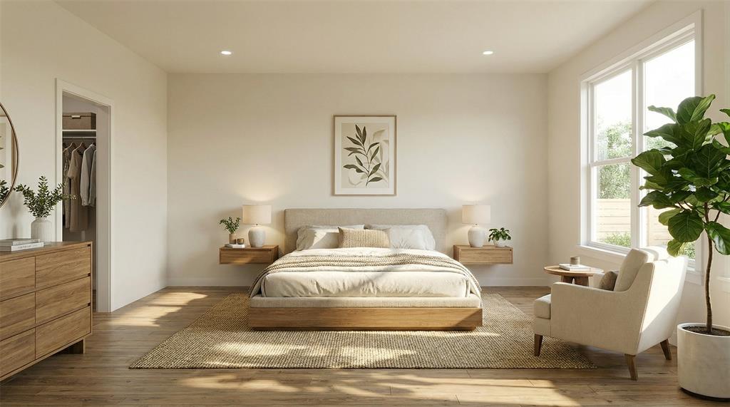 700 South Deer Park Road Decatur, TX 76234 - Photo 30 of 40 Bedroom featuring wood finished floors, a walk in closet, and recessed lighting