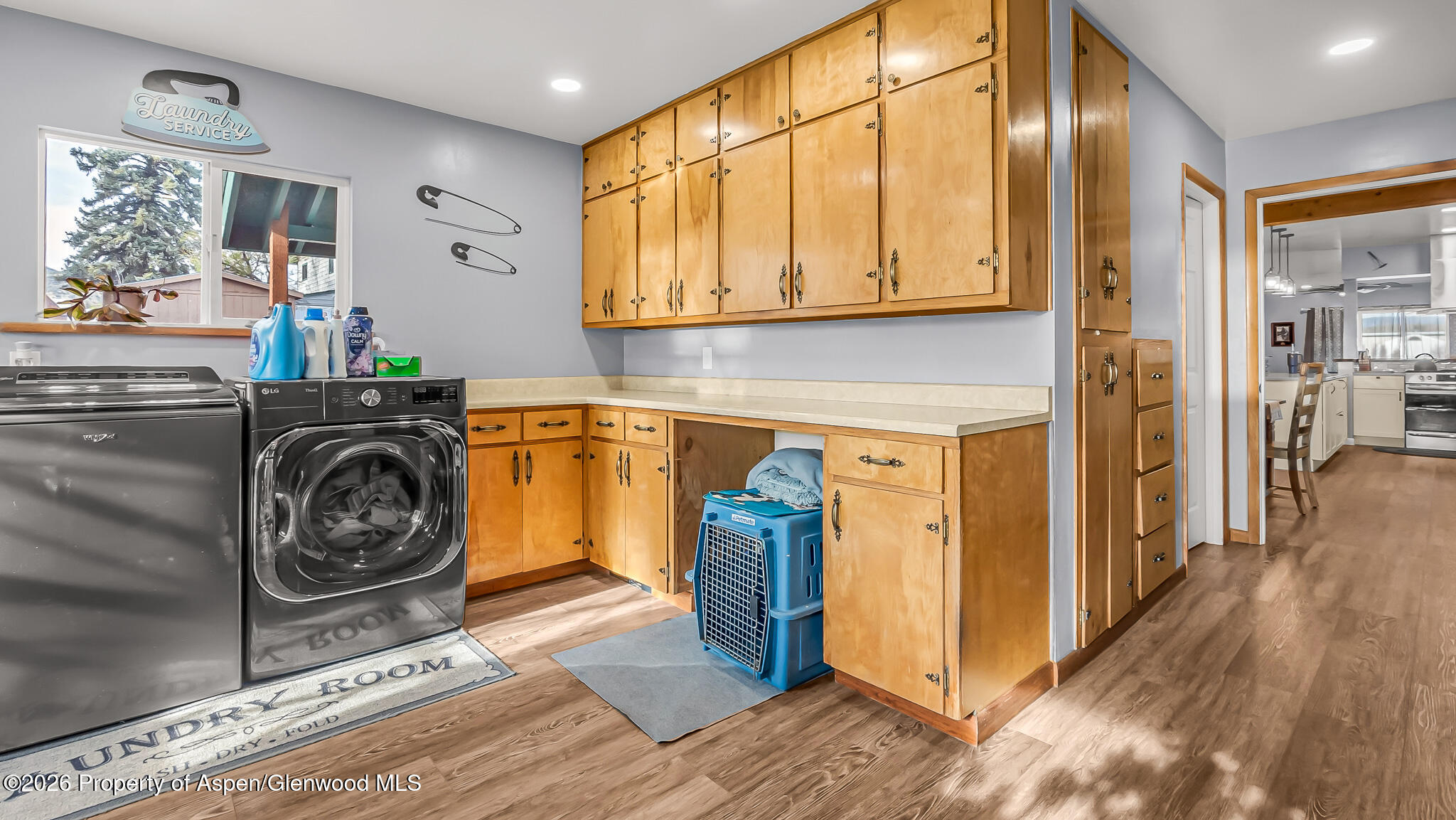 134 4th Street Meeker, CO 81641 - Photo 20 of 47 a view of a hallway with washer and dryer