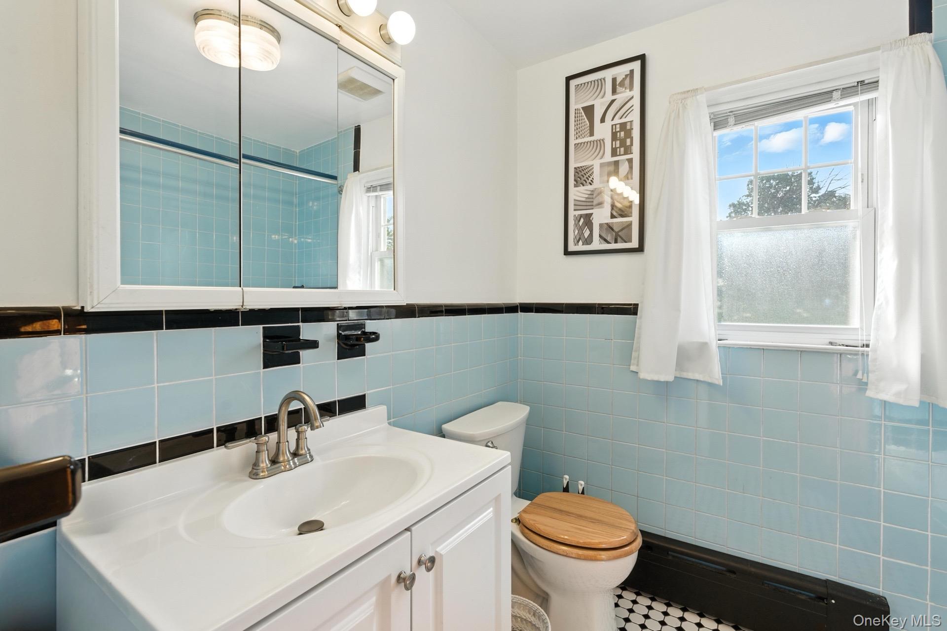 1547 Walt Whitman Road Melville, NY 11747 - Photo 10 of 25 a bathroom with a sink a toilet and mirror