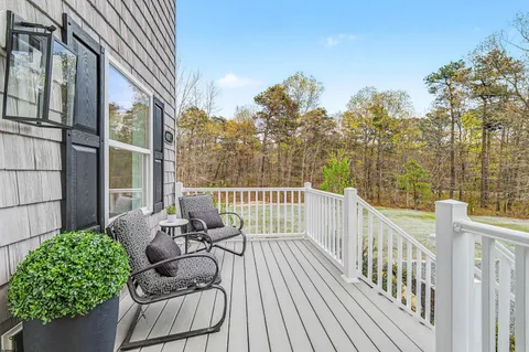 a view of a balcony with couch