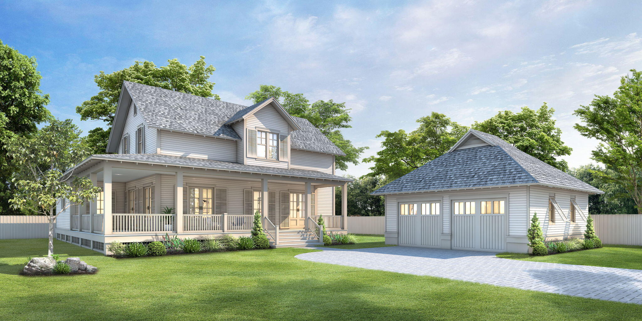 a front view of a house with a garden and yard