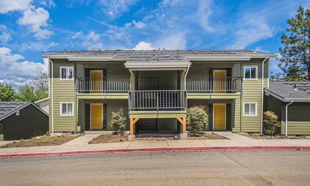 front view of a house with a fireplace
