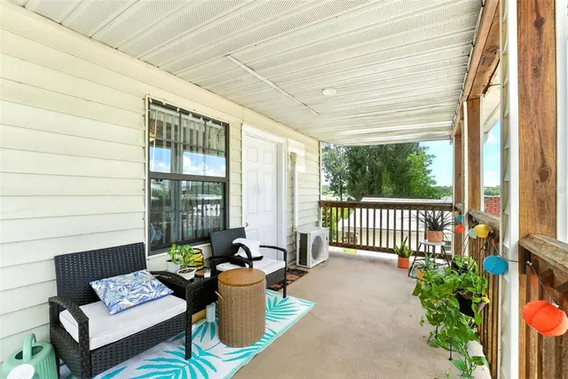 a view of a house with a large window