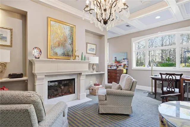 a view of a large building with a large window