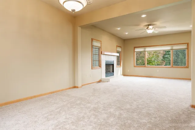 an empty room with windows