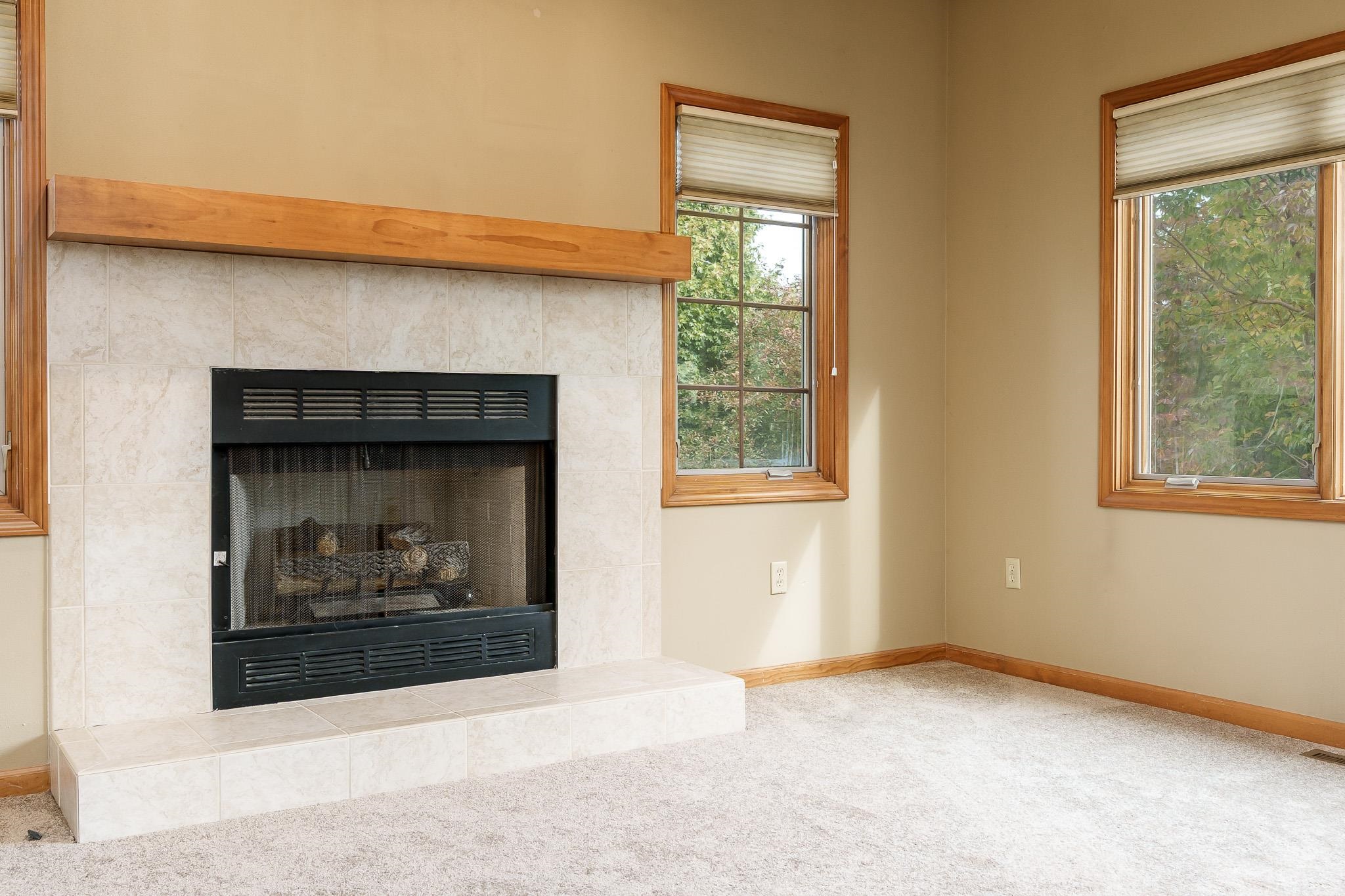 12859 Prairie Meadow Way Belvidere, IL 61008 - Photo 47 of 67 a view of an empty room with wooden floor and a fireplace