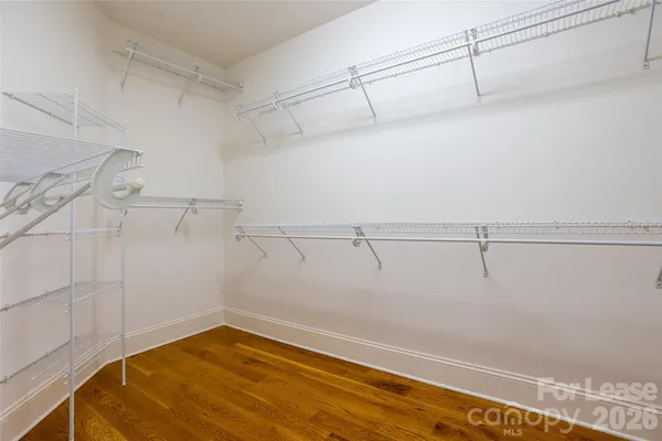 a view of a room with racks on the wall