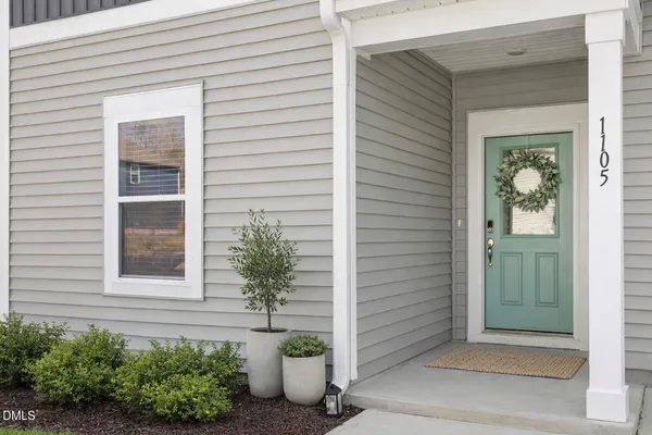 a potted plant sitting in front of a house
