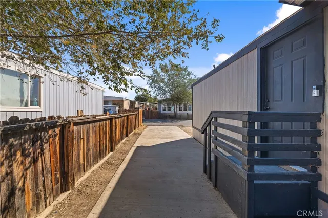 a porch with seating space