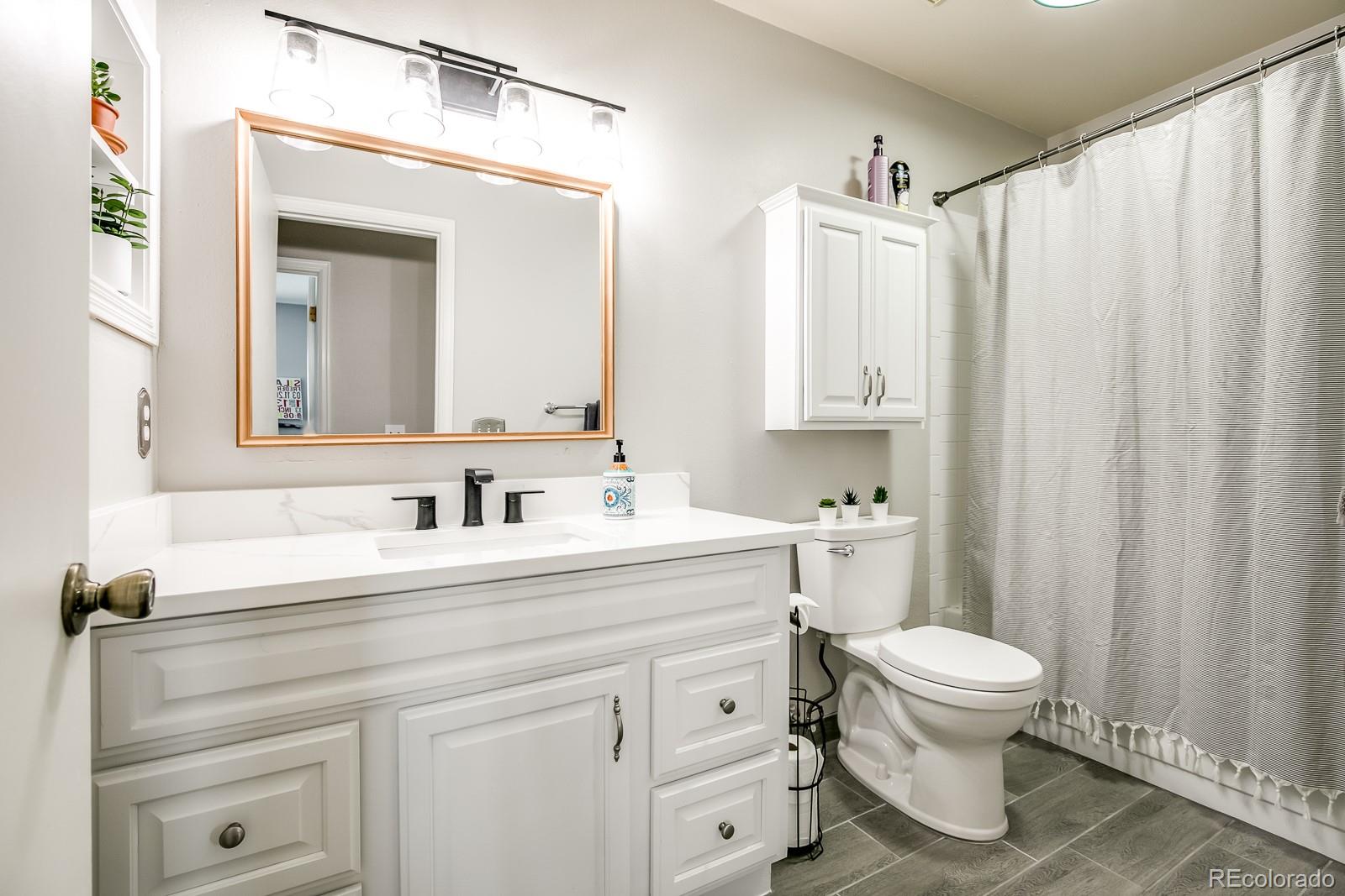 726 Northridge Road Highlands Ranch, CO 80126 - Photo 29 of 40 a bathroom with a sink a toilet and a mirror
