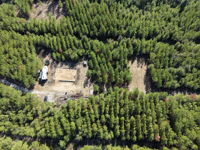 a view of a garden with a building