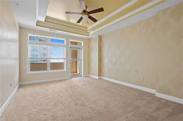an empty room with windows