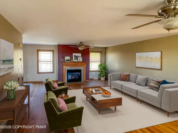 a room with fireplace and a fireplace