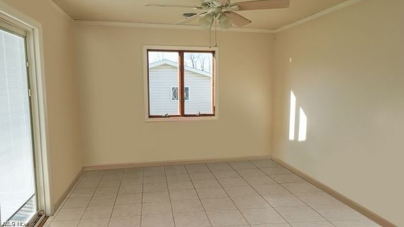 973 Archer Hill Road Colliers, WV 26035 - Photo 20 of 22 Tiled spare room with ceiling fan and crown molding