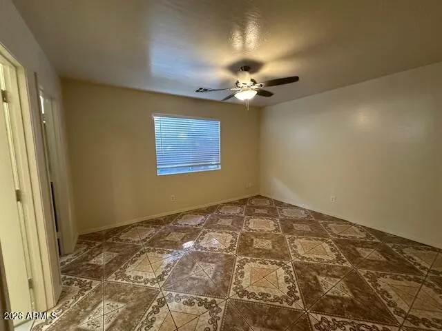 a view of a room with a window