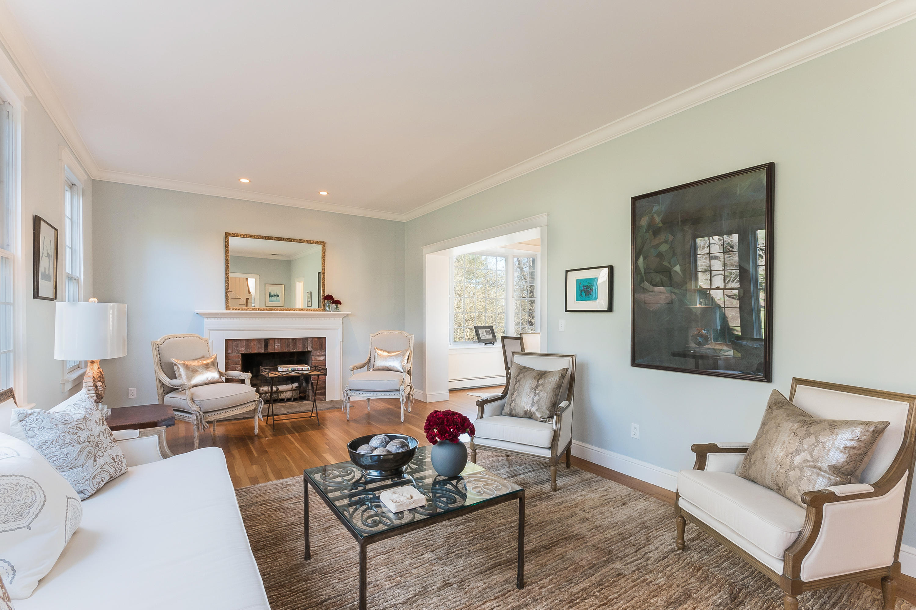 26 Stanton Road Darien, CT 06820 - Photo 8 of 40 a living room with furniture and a wooden floor