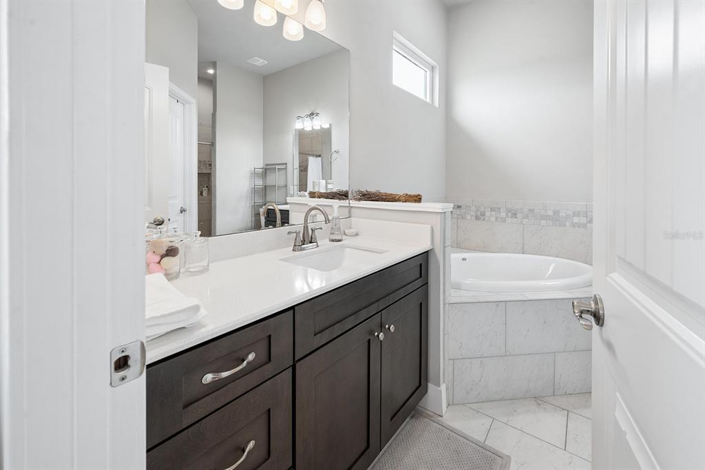 6095 Southwest 82nd Place Trenton, FL 32693 - Photo 36 of 44 a bathroom with a sink a tub and a mirror