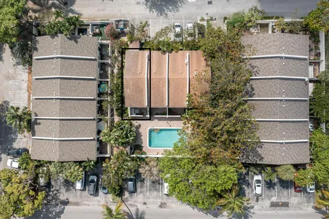an aerial view of multiple house
