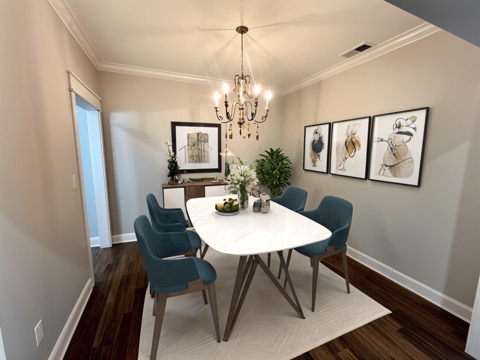110 RB Drive Savannah, TN 38372 - Photo 10 of 18 a view of a dining room with furniture a chandelier and wooden floor