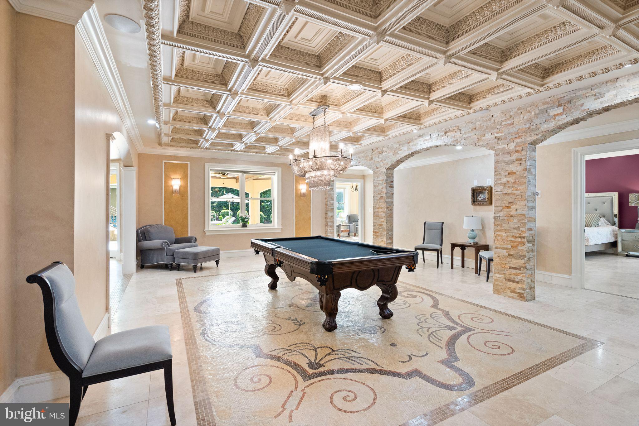 938 Peacock Station Road McLean, VA 22102 - Photo 41 of 50 Billiard Room w Coffered Ceiling