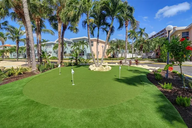 a garden with palm trees