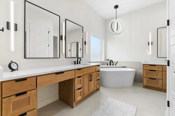 a room with cabinets and a shelf