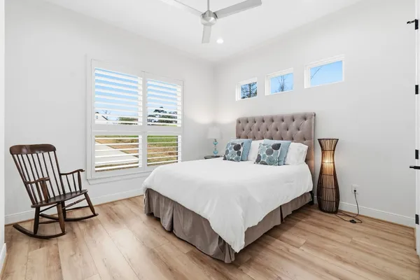 a room with cabinets and a shelf