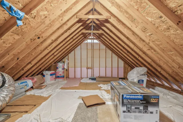 a view of a wooden roof deck