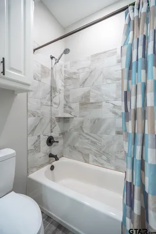 a bathroom with a toilet and a bathtub