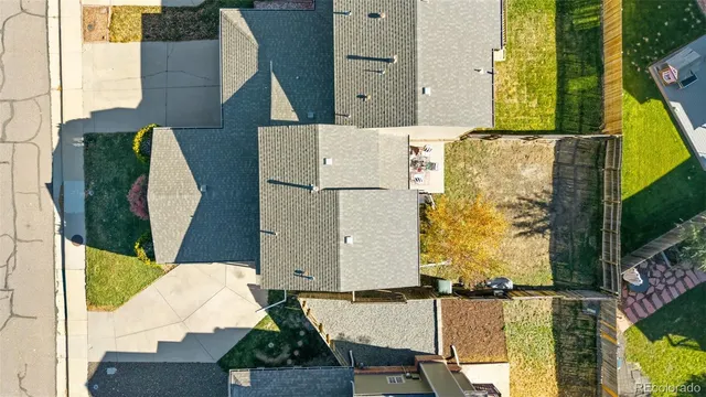 an aerial view of a house