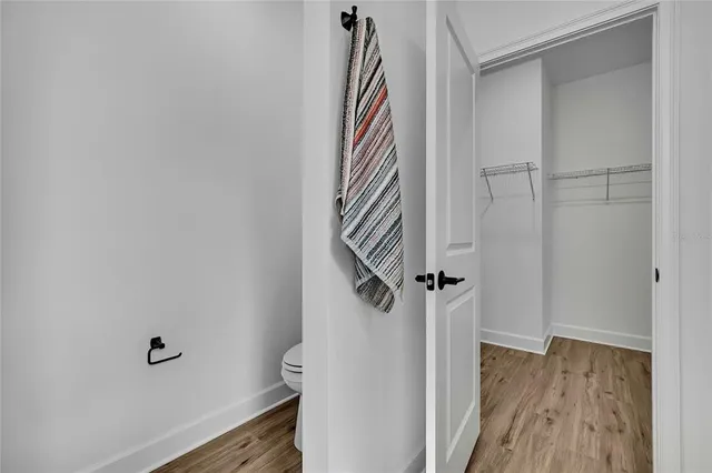 a view of a room with racks on the wall