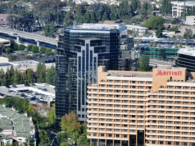 a view of city and mountain